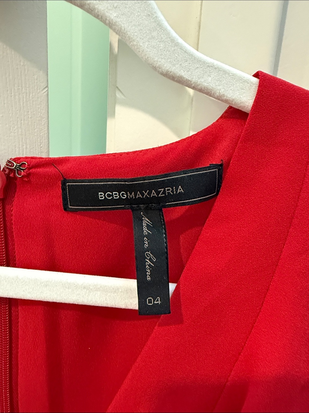 BCBGMaxAzria Red Ruffle V-Neck Mini Dress - Picture 2 of 3